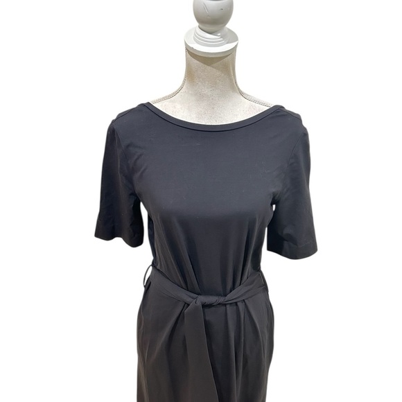 COS Black belted short sleeve Midi Dress pockets midweight size xs - Picture 4 of 10